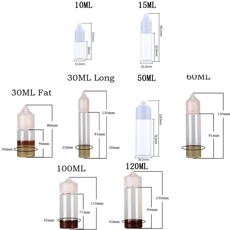 5 uds 10/15/30/50/60/100/120ml - Juice Bottle Dropper reseña y precio